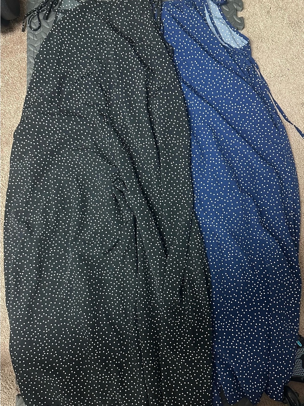Shein Lot Of 2 Womens Black White Blue Polka Dot Dress Size L Large Tie Back